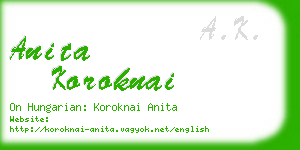 anita koroknai business card